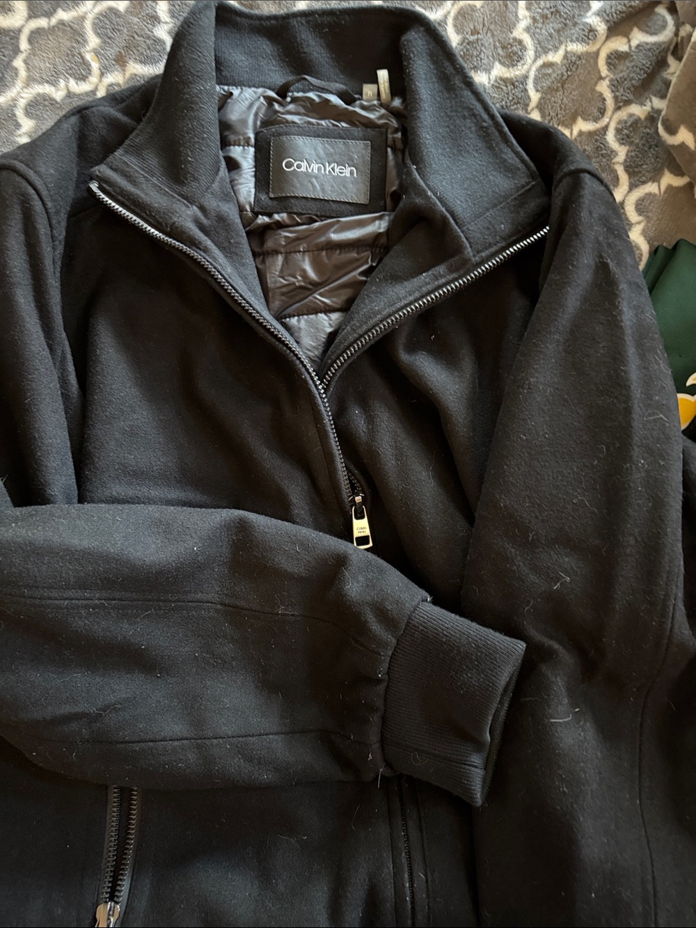 Calvin Klein Black Quilted-Panel Zip Jacket